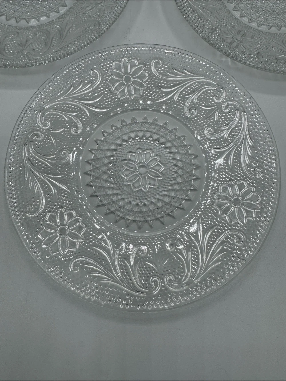 Anchor Hocking: SANDWICH CLEAR SAUCERS (SET OF 3)  - 6